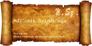 Mácsik Szidónia névjegykártya