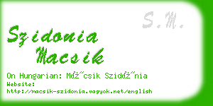 szidonia macsik business card